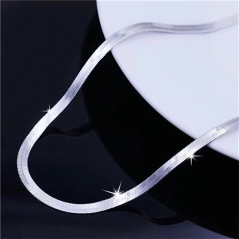 NEW 4MM SILVER STEEL HERRINGBONE SNAKE ROPE CHOKER CHAIN NECKLACE